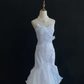 White Strapless Long Romantic Dress, Cinched Waist, Slim Bodycon Fit, Mermaid Skirt, Wedding Gown gh8115