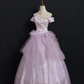 Lavender Off-the-Shoulder Romantic Gown with Fitted Waist and Fluffy Princess Skirt, Wedding Dress & Bridal Gown gh8291