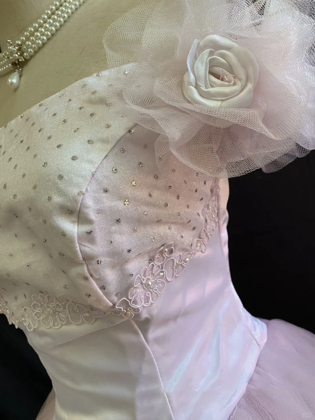 Blush pink off-shoulder long romantic gown with cinched waist and voluminous princess skirt, wedding dress & bridal gown gh8245
