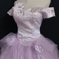 Lavender Off-the-Shoulder Romantic Gown with Fitted Waist and Fluffy Princess Skirt, Wedding Dress & Bridal Gown gh8291