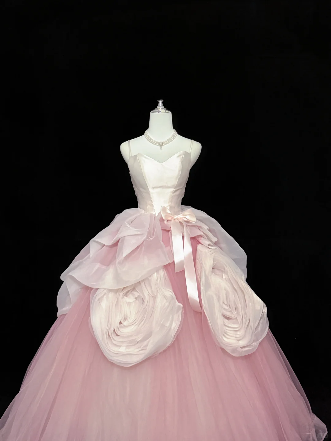 Blush Pink Girly Spaghetti Straps Cinched Waist Voluminous Tulle Skirt Long Romantic Dress, Wedding Gown gh7854
