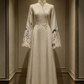 ✨Girlhomeshops-Chinese Wrap Front A-line Bridal Gown with Lace Bell Sleeves gh10360