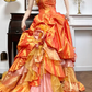 Orange‑Gold Ombre Vintage Strapless Prom Gown, Beaded Bodice, Fitted Waist, Draped Ruffle Details, Multi‑Layer Ruffled Cake Ballgown Skirt, Vintage Oil‑Painting Style Evening Prom Dress gh8772