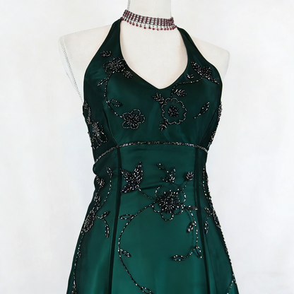 Lila Vintage Mode Ombre Perlen Empire Taille Neckholder Lange Elegante Ballkleid Abendkleid Partykleid gh3603
