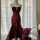 Burgunderrotes Vintage-Elegantes, exquisites, mit Edelsteinen besetztes, langes Chiffon-Abendkleid, ärmellos, Ballkleid, Partykleid für Geburtstage/Hochzeitsgäste, gh4101