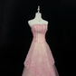 Blush Pink Strapless, Cinched Waist, Slim Fit Sexy Elegant Long Romantic Dress, Wedding Gown gh8049