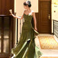 Burgund/Grün Chic Süße Lange Rüschen Ballkleid Abendkleid Partykleid gh4318