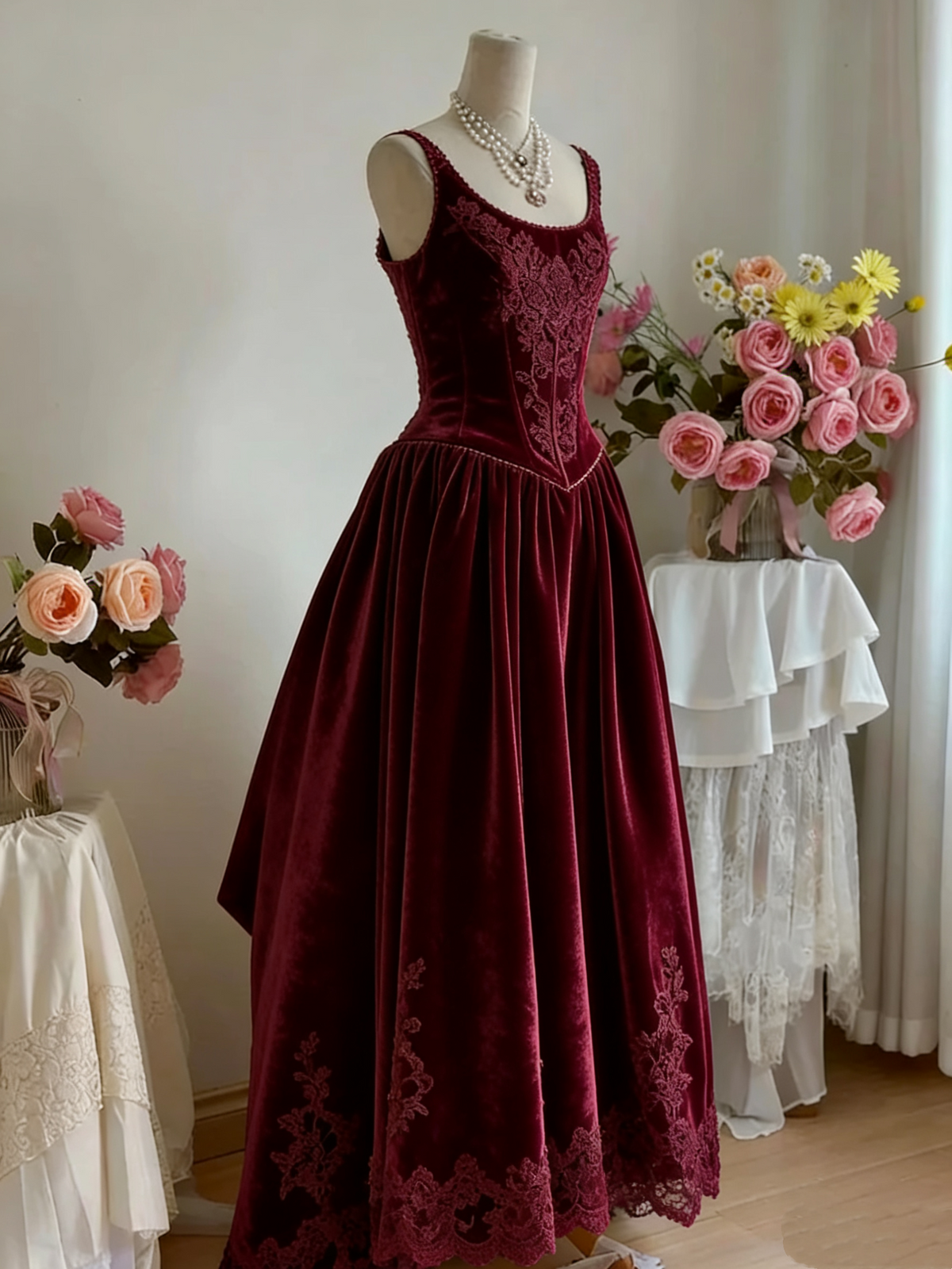 Vintage Velvet Holiday Dress, Exclusive Original Design Dress, Formal Dress, Ball Dress gh6540