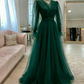 Robe de soirée longue en tulle rose de haute qualité, simple et élégante, à manches longues, robe de bal, robe de mariée, robe d'invitée, robe de gala Gh2215