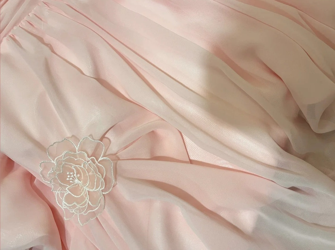 Rosa Mode Eine Schulter Lange Chiffon Ballkleid Abendkleid gh4430