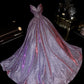 Purple shiny elegant long graduation gown evening gown gh6812