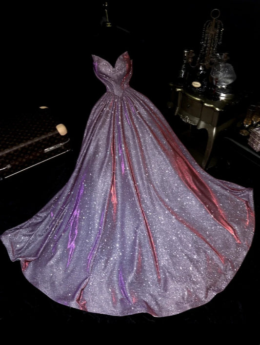 Robe de soirée longue, élégante et brillante, violette, pour remise de diplômes gh6812