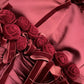 Burgunderrotes Vintage-Blumenkleid, lang, Satin, Ballkleid, Geburtstagspartykleid, Abendkleid, gh4412