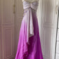 Rosa Lila Gradienten Mode Elegante Retro Strass Lange Chiffon Ballkleid Abendkleid gh4339