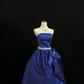 Sapphire Blue Strapless Cinched Waist Voluminous Skirt Romantic Dress, Wedding Gown gh7913