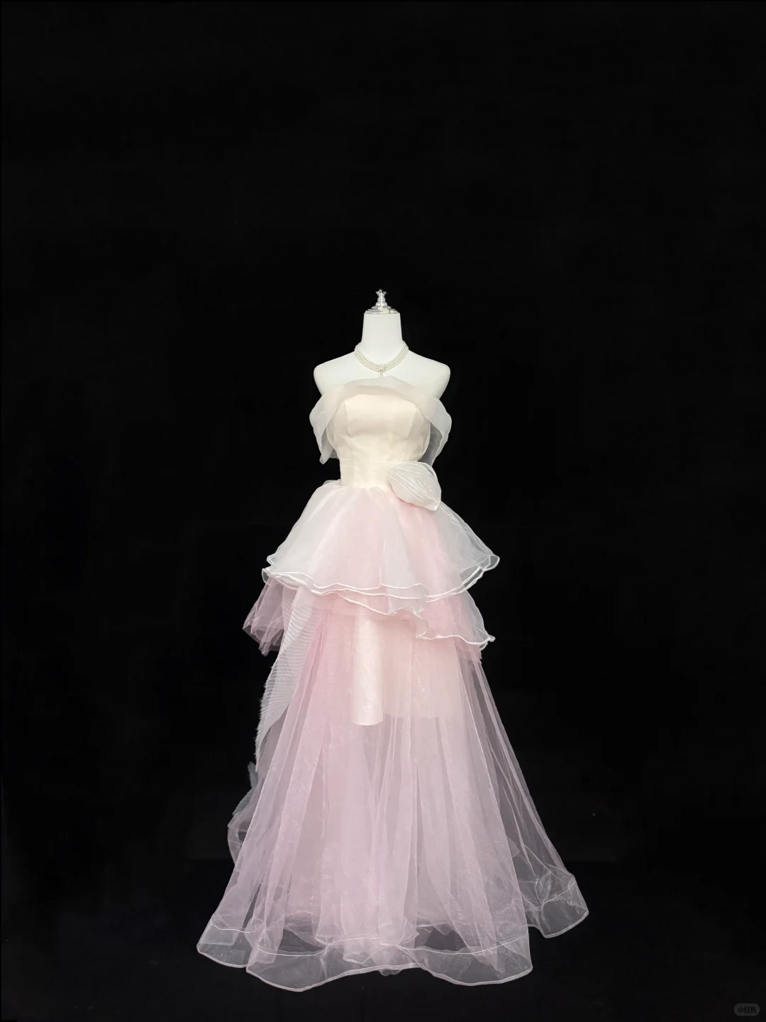 Blush Pink Strapless Cinched Waist Voluminous Skirt Fairy Romantic Dress, Wedding Gown gh7830
