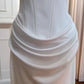 Robe de bal longue en satin blanc gh6797