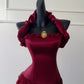 Burgundy Vintage Long Satin Ball Gown Birthday Party Dress Evening Dress gh4409