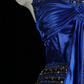 Blue Spaghetti Strap Fitted Waist Satin Sexy Prom Dress, Evening Party Gown gh7310