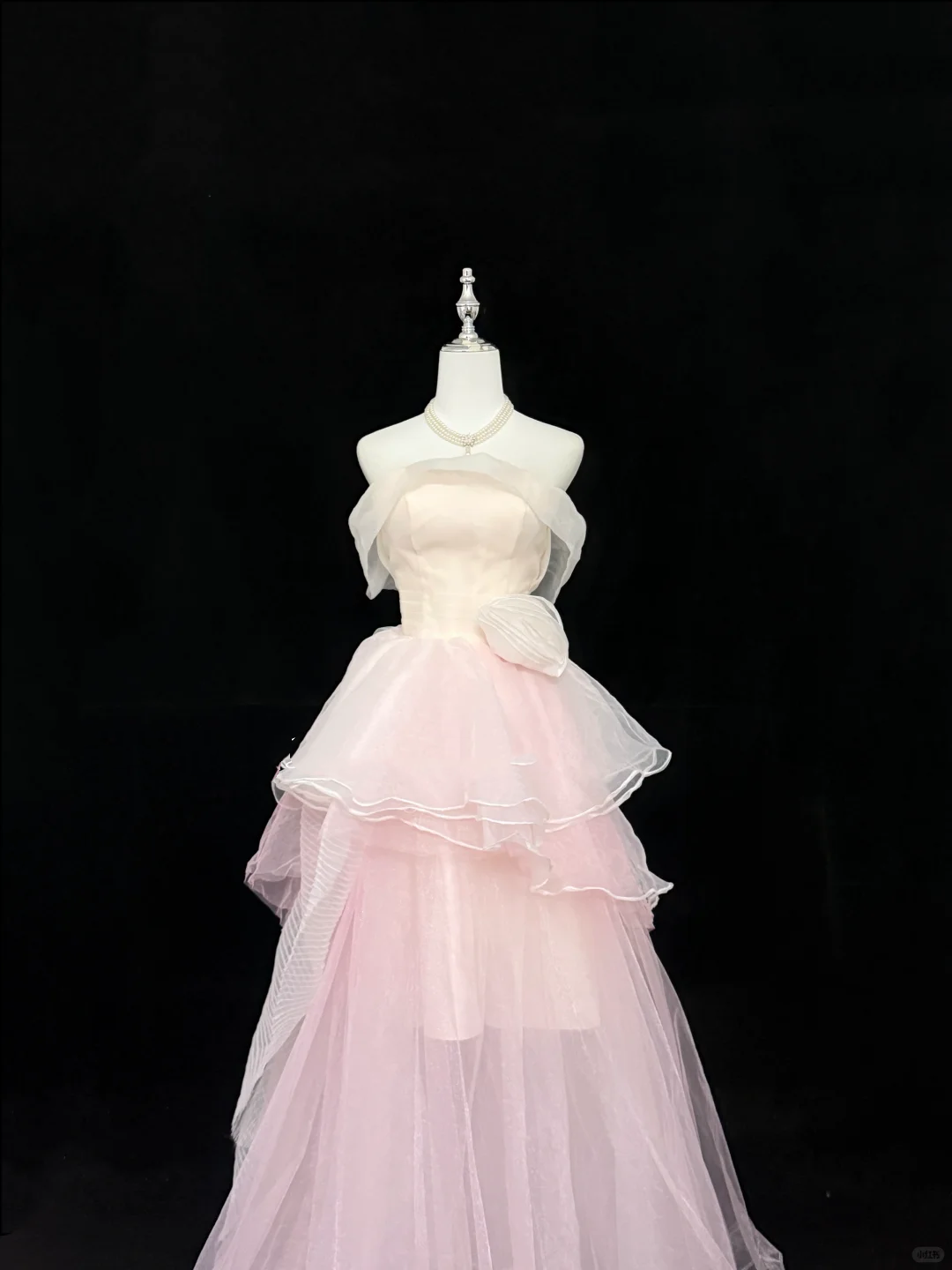 Blush Pink Strapless Cinched Waist Voluminous Skirt Fairy Romantic Dress, Wedding Gown gh7830