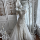 White Halter Neck Beaded Waist-Cinched Sexy Bodycon Prom Gown, Evening Gown & Bridal Wedding Gown gh7345