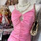 Blush Spaghetti Strap Waist Cinched Slim Fit Elegant Evening Party Gown gh7190