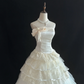 Off-white strapless romantic gown with fitted waist and fluffy princess skirt, wedding dress & bridal gown gh8173