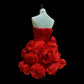 Robe de bal courte en satin à volants et perles rouges, robe d'anniversaire gh4634