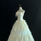 Off-white strapless romantic gown with fitted waist and fluffy princess skirt, wedding dress & bridal gown gh8173