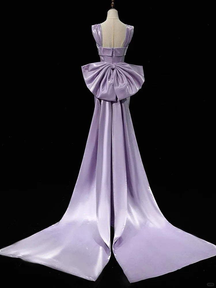 Girlhomeshops-Lila Kleid Elegantes Kleid Satinkleid Langes Kleid Formales Ballkleid Ballkleid Anmutiges Kleid gh5308
