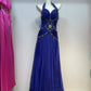 Blaues Strass-elegantes langes Satin-Ballkleid, Abendkleid, Geburtstagspartykleid, gh4946
