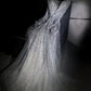 girlhomeshops – Weißes, wunderschönes, exquisites, perlenbesetztes, langes Prinzessinnen-Ballkleid aus Tüll, Ballkleid gh5694