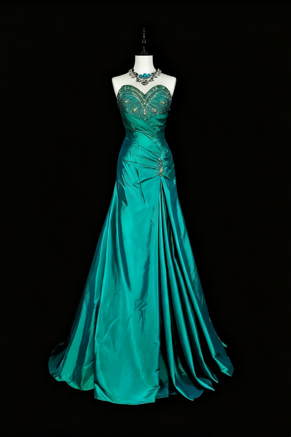 girlhomeshops – Perlenbesetztes Kleid, grünes Kleid, formelles Abendkleid, langes Kleid gh6141