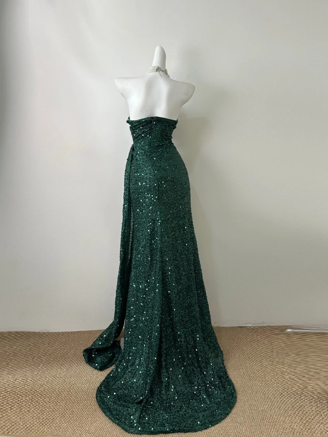 Robe de soirée longue à paillettes, verte, simple, élégante et à la mode, longueur au sol, robe de bal, gh3727