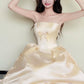 girlhomeshops-Sweet Bow Exquisite Beaded Long Satin Belle Princess Ball Gown Evening Dress Graduation Dress gh5978