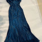 Dunkelblaues Meerjungfrau-Kleid mit Perlen, lang, Chiffon, formelles Abschlussball-Abendkleid, Hochzeitsgast-Partykleid, griechisches Neckholder-Kleid, gh3617b