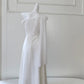 girlhomeshops- Minimalist White Asymmetric Off-Shoulder Midi Evening Gown gh6097