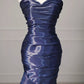 Blue Elegant Satin Long Mermaid Fit Floor Length Ball Gown Evening Dress gh4200