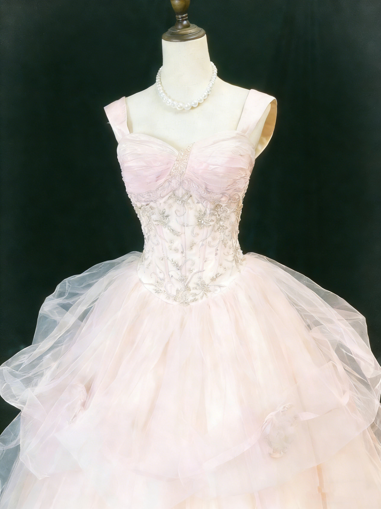 Robe de bal rose pâle style princesse - Robe bustier en dentelle et perles pour Quinceañera gh6948