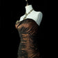 Brown & Black Gradient Satin One-shoulder Gown: Heavy Embroidery, Mermaid dress, High-end Evening Maxi Dress gh6587