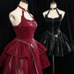 girlhomeshops-Schwarz/Rot Kurzes Homecoming-Kleid Halloween-Partykleid Halloween-Kostüm-Outfit Halloween gh5771
