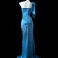 Green/blue/pink simple fashion elegant sweetheart neckline one shoulder long satin sexy slit floor-length ball gown evening dress prom dress gh4072