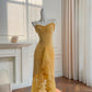Green/Yellow Fashion Elegant Long Chiffon Ruffle Homecoming Dress Prom Dress Evening Dress Party Dress gh4184