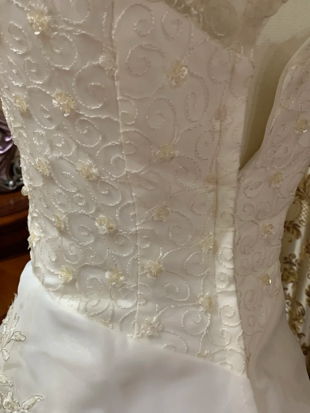 White Sleeveless Waist-Cinched Voluminous Skirt Prom Gown, Birthday Dress, Graduation Prom Dress, Bridal Wedding Gown gh7264