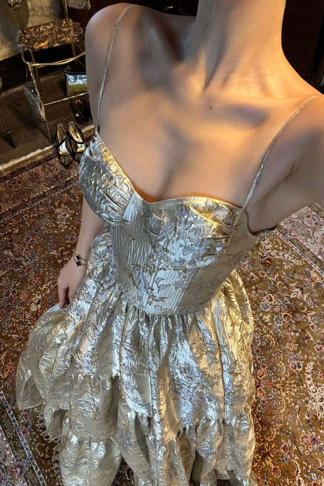 Gilded Elegant Fashion Vintage Long Satin Ball Gown Evening Dress Wedding Guest Party Dress Bridesmaid Dress Prom Dress gh3993