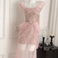 Pink Romantic Floral Short Homecoming Dress Party Dress gh4762