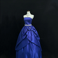 Sapphire Blue Strapless Cinched Waist Voluminous Skirt Romantic Dress, Wedding Gown gh7913