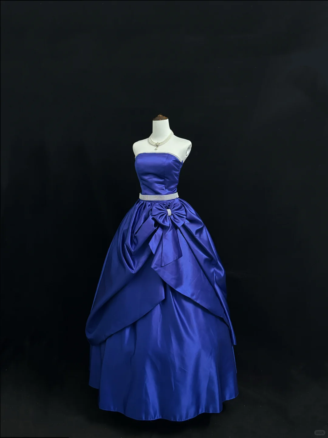 Sapphire Blue Strapless Cinched Waist Voluminous Skirt Romantic Dress, Wedding Gown gh7913