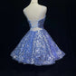 Robe de soirée courte bleue brillante à paillettes pour princesse, tenue de bal, de soirée, de soirée sur glace, Elsa's Ice Party gh4367