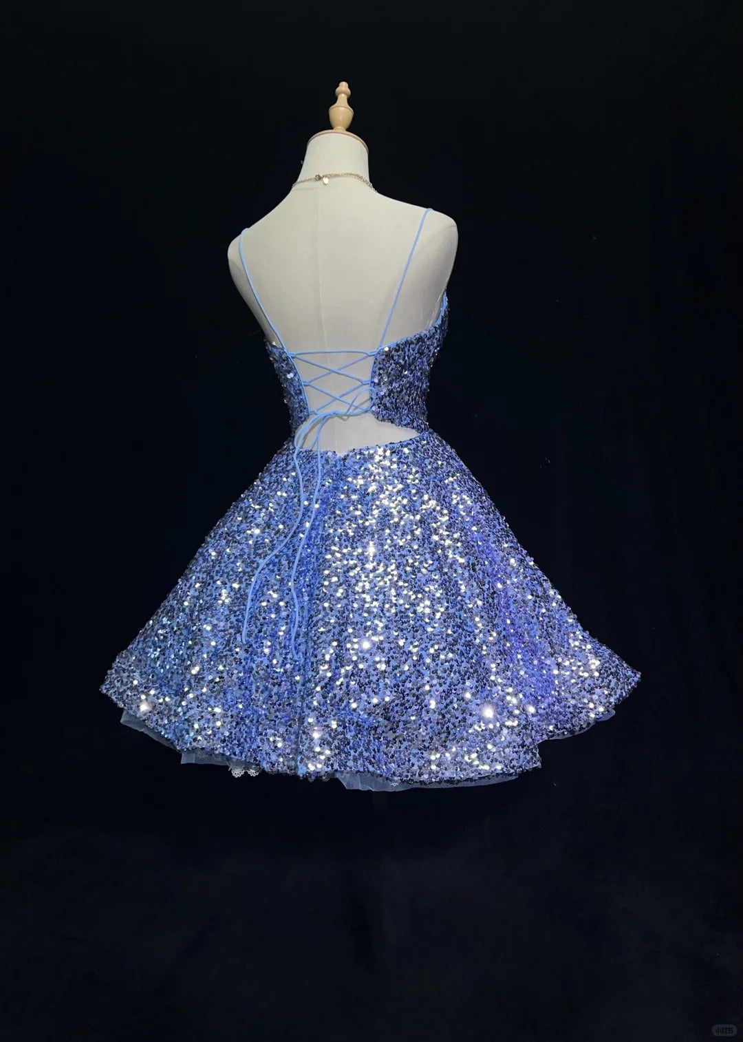 Robe de soirée courte bleue brillante à paillettes pour princesse, tenue de bal, de soirée, de soirée sur glace, Elsa's Ice Party gh4367